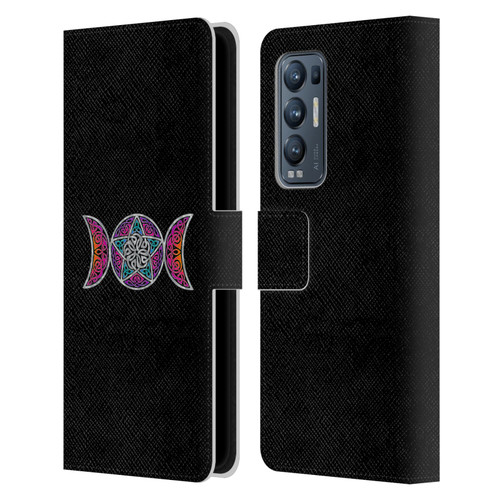 Beth Wilson Celtic Knot Stars Pagan Triple Moon Leather Book Wallet Case Cover For OPPO Find X3 Neo / Reno5 Pro+ 5G