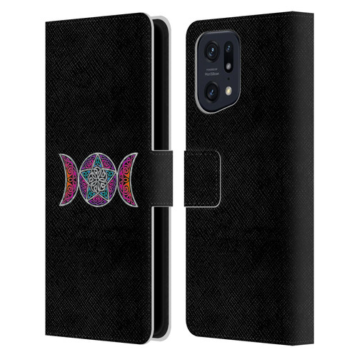 Beth Wilson Celtic Knot Stars Pagan Triple Moon Leather Book Wallet Case Cover For OPPO Find X5