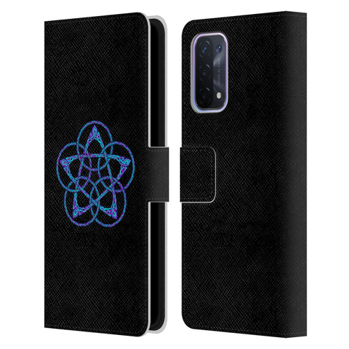 Beth Wilson Celtic Knot Stars Blue & Purple Circles Leather Book Wallet Case Cover For OPPO A54 5G