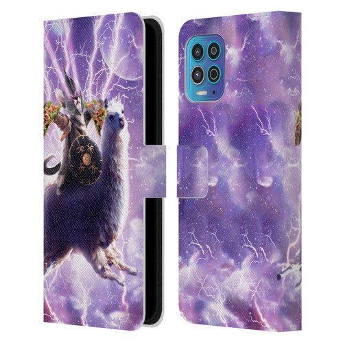 Random Galaxy Space Llama Lazer Cat & Tacos Leather Book Wallet Case Cover For Motorola Moto G100