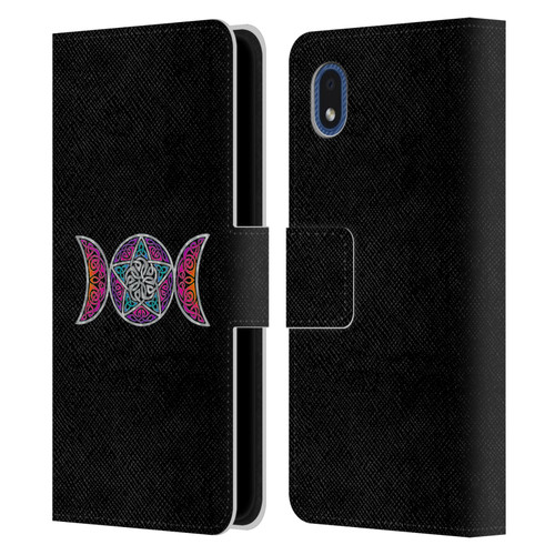 Beth Wilson Celtic Knot Stars Pagan Triple Moon Leather Book Wallet Case Cover For Samsung Galaxy A01 Core (2020)