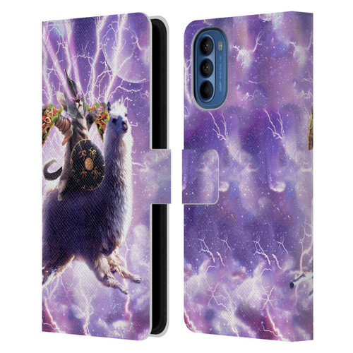 Random Galaxy Space Llama Lazer Cat & Tacos Leather Book Wallet Case Cover For Motorola Moto G41