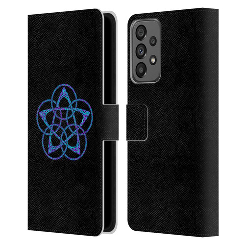 Beth Wilson Celtic Knot Stars Blue & Purple Circles Leather Book Wallet Case Cover For Samsung Galaxy A73 5G (2022)