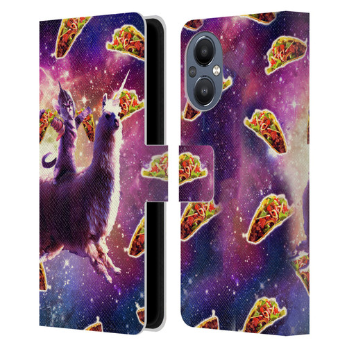 Random Galaxy Space Llama Warrior Cat & Tacos Leather Book Wallet Case Cover For OnePlus Nord N20 5G