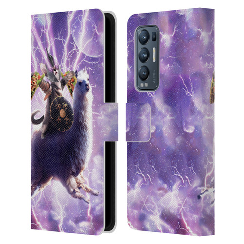 Random Galaxy Space Llama Lazer Cat & Tacos Leather Book Wallet Case Cover For OPPO Find X3 Neo / Reno5 Pro+ 5G