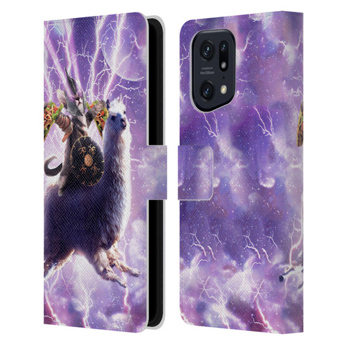 Random Galaxy Space Llama Lazer Cat & Tacos Leather Book Wallet Case Cover For OPPO Find X5 Pro
