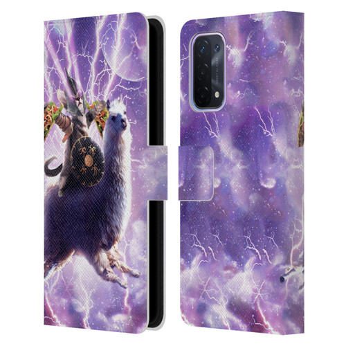 Random Galaxy Space Llama Lazer Cat & Tacos Leather Book Wallet Case Cover For OPPO A54 5G