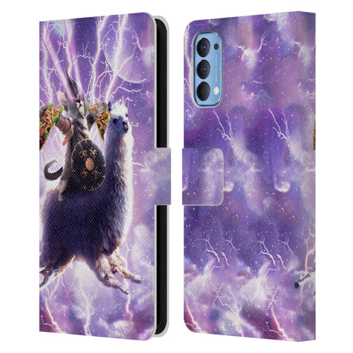 Random Galaxy Space Llama Lazer Cat & Tacos Leather Book Wallet Case Cover For OPPO Reno 4 5G