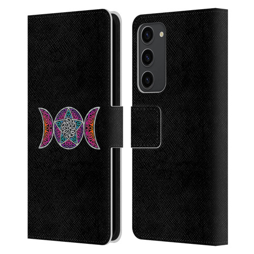 Beth Wilson Celtic Knot Stars Pagan Triple Moon Leather Book Wallet Case Cover For Samsung Galaxy S23+ 5G