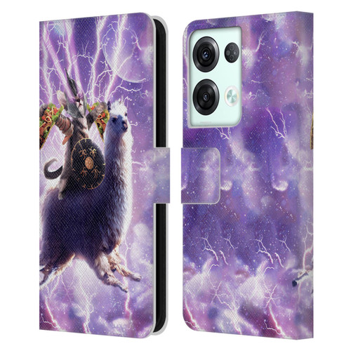 Random Galaxy Space Llama Lazer Cat & Tacos Leather Book Wallet Case Cover For OPPO Reno8 Pro