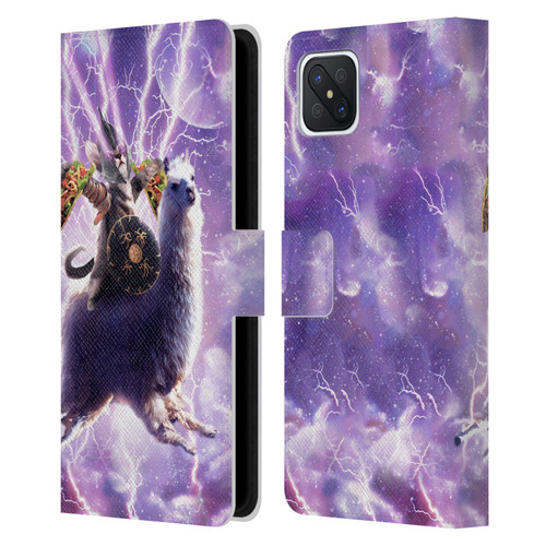 Random Galaxy Space Llama Lazer Cat & Tacos Leather Book Wallet Case Cover For OPPO Reno4 Z 5G