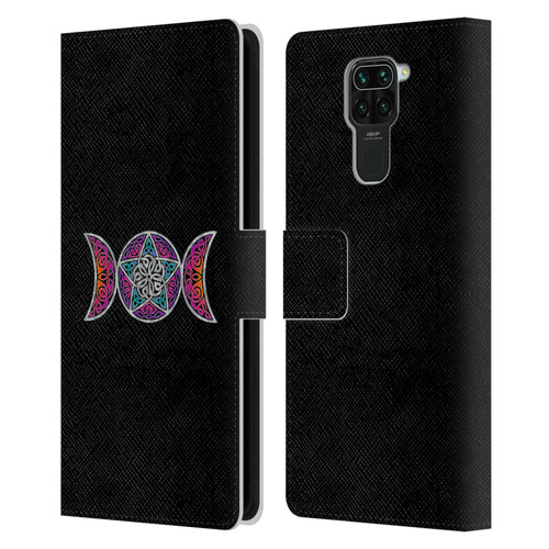 Beth Wilson Celtic Knot Stars Pagan Triple Moon Leather Book Wallet Case Cover For Xiaomi Redmi Note 9 / Redmi 10X 4G