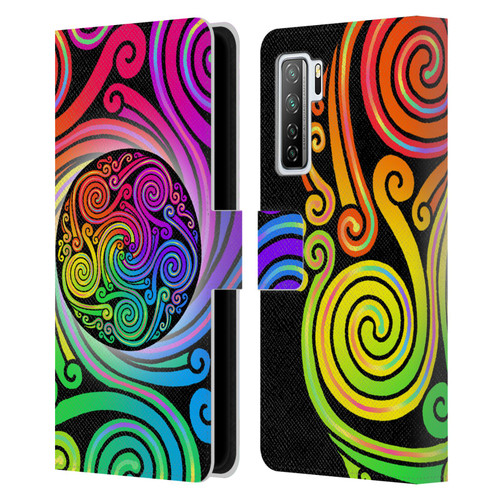 Beth Wilson Rainbow Celtic Knots Spirals Leather Book Wallet Case Cover For Huawei Nova 7 SE/P40 Lite 5G