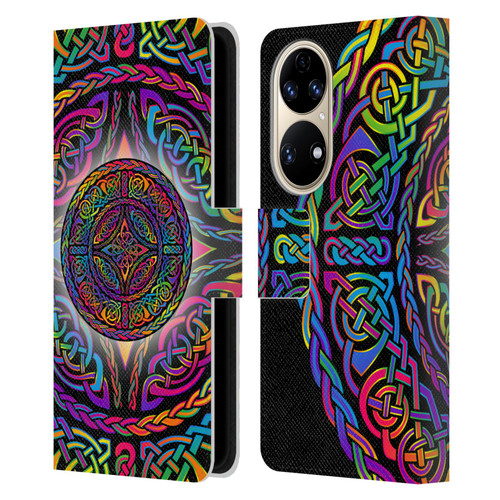 Beth Wilson Rainbow Celtic Knots Shield Leather Book Wallet Case Cover For Huawei P50