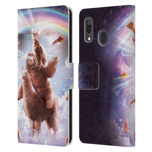 Random Galaxy Space Llama Sloth & Cat Lazer Eyes Leather Book Wallet Case Cover For Samsung Galaxy A33 5G (2022)