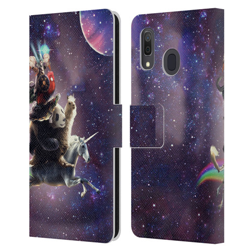 Random Galaxy Space Llama Unicorn Space Ride Leather Book Wallet Case Cover For Samsung Galaxy A33 5G (2022)