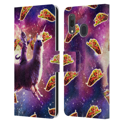 Random Galaxy Space Llama Warrior Cat & Tacos Leather Book Wallet Case Cover For Samsung Galaxy A33 5G (2022)