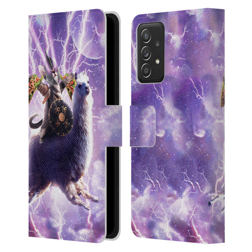 Random Galaxy Space Llama Lazer Cat & Tacos Leather Book Wallet Case Cover For Samsung Galaxy A52 / A52s / 5G (2021)
