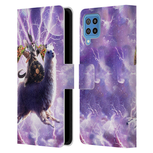 Random Galaxy Space Llama Lazer Cat & Tacos Leather Book Wallet Case Cover For Samsung Galaxy F22 (2021)