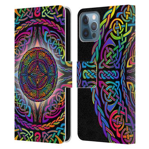 Beth Wilson Rainbow Celtic Knots Shield Leather Book Wallet Case Cover For Apple iPhone 12 / iPhone 12 Pro