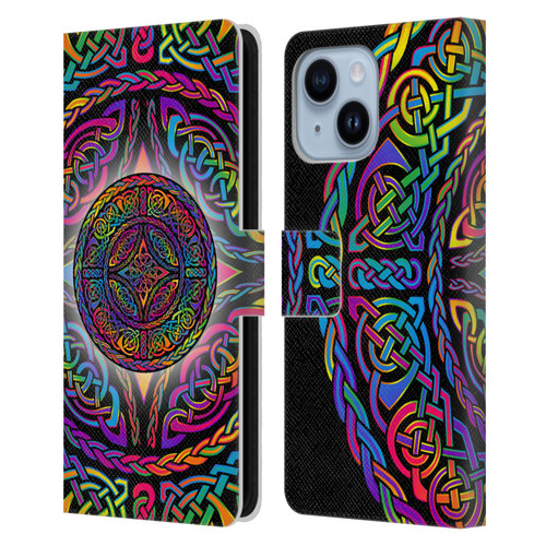 Beth Wilson Rainbow Celtic Knots Shield Leather Book Wallet Case Cover For Apple iPhone 14 Plus