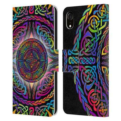 Beth Wilson Rainbow Celtic Knots Shield Leather Book Wallet Case Cover For Apple iPhone XR