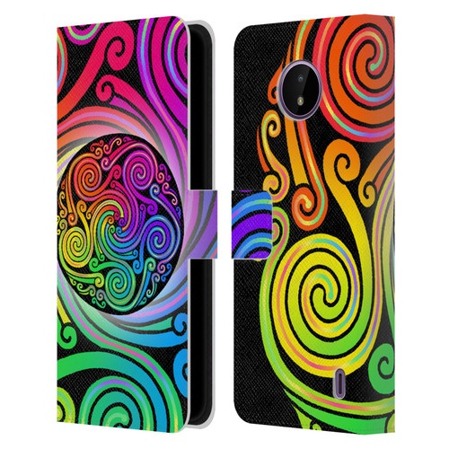 Beth Wilson Rainbow Celtic Knots Spirals Leather Book Wallet Case Cover For Nokia C10 / C20