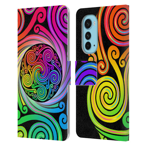 Beth Wilson Rainbow Celtic Knots Spirals Leather Book Wallet Case Cover For Motorola Edge (2022)