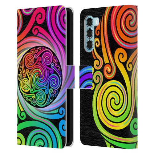 Beth Wilson Rainbow Celtic Knots Spirals Leather Book Wallet Case Cover For Motorola Edge S30 / Moto G200 5G