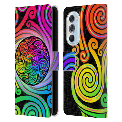Beth Wilson Rainbow Celtic Knots Spirals Leather Book Wallet Case Cover For Motorola Edge X30