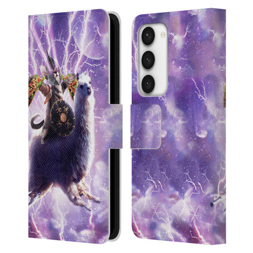 Random Galaxy Space Llama Lazer Cat & Tacos Leather Book Wallet Case Cover For Samsung Galaxy S23 5G