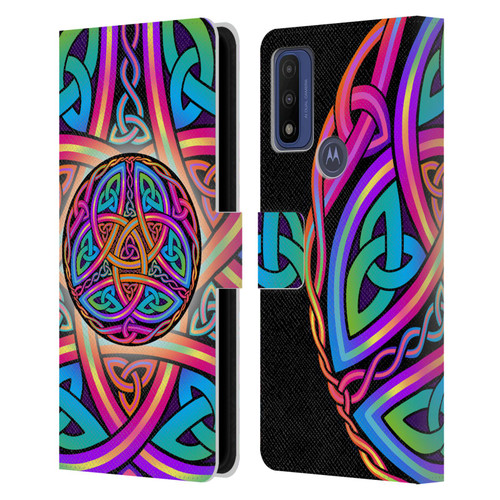 Beth Wilson Rainbow Celtic Knots Divine Leather Book Wallet Case Cover For Motorola G Pure
