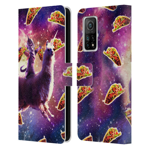 Random Galaxy Space Llama Warrior Cat & Tacos Leather Book Wallet Case Cover For Xiaomi Mi 10T 5G