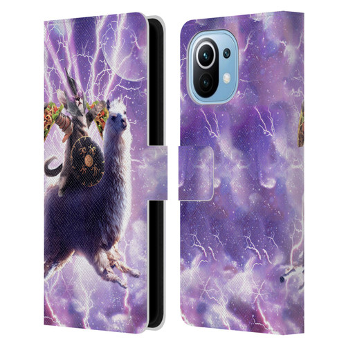 Random Galaxy Space Llama Lazer Cat & Tacos Leather Book Wallet Case Cover For Xiaomi Mi 11