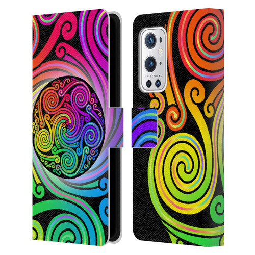 Beth Wilson Rainbow Celtic Knots Spirals Leather Book Wallet Case Cover For OnePlus 9 Pro