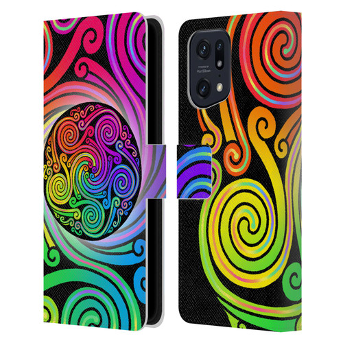 Beth Wilson Rainbow Celtic Knots Spirals Leather Book Wallet Case Cover For OPPO Find X5