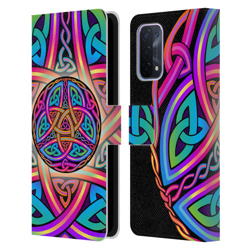 Beth Wilson Rainbow Celtic Knots Divine Leather Book Wallet Case Cover For OPPO A54 5G