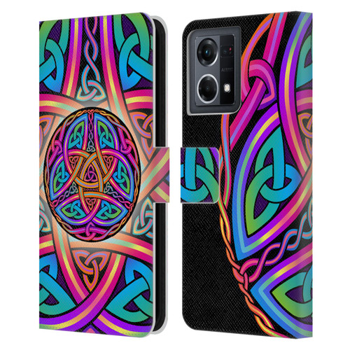 Beth Wilson Rainbow Celtic Knots Divine Leather Book Wallet Case Cover For OPPO Reno8 4G