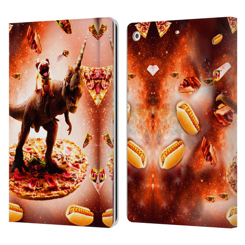 Random Galaxy Space Pizza Ride Pug & Dinosaur Unicorn Leather Book Wallet Case Cover For Apple iPad 10.2 2019/2020/2021