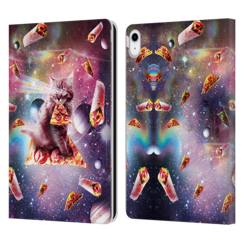 Random Galaxy Space Pizza Ride Outer Space Lazer Cat Leather Book Wallet Case Cover For Apple iPad 10.9 (2022)