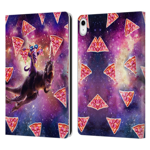 Random Galaxy Space Pizza Ride Thug Cat & Dinosaur Unicorn Leather Book Wallet Case Cover For Apple iPad 10.9 (2022)