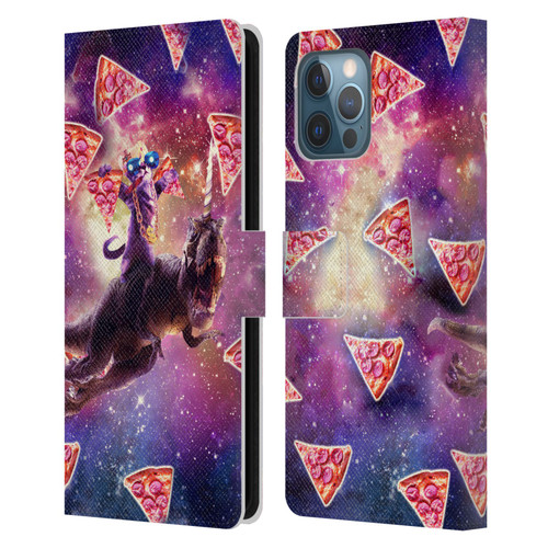 Random Galaxy Space Pizza Ride Thug Cat & Dinosaur Unicorn Leather Book Wallet Case Cover For Apple iPhone 12 Pro Max