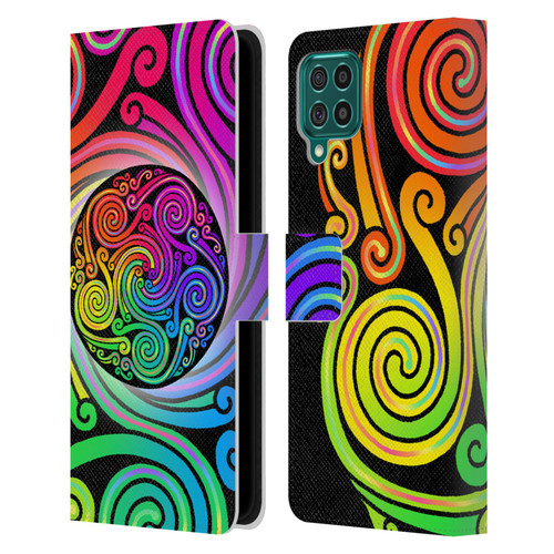 Beth Wilson Rainbow Celtic Knots Spirals Leather Book Wallet Case Cover For Samsung Galaxy F62 (2021)