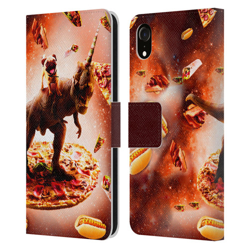 Random Galaxy Space Pizza Ride Pug & Dinosaur Unicorn Leather Book Wallet Case Cover For Apple iPhone XR