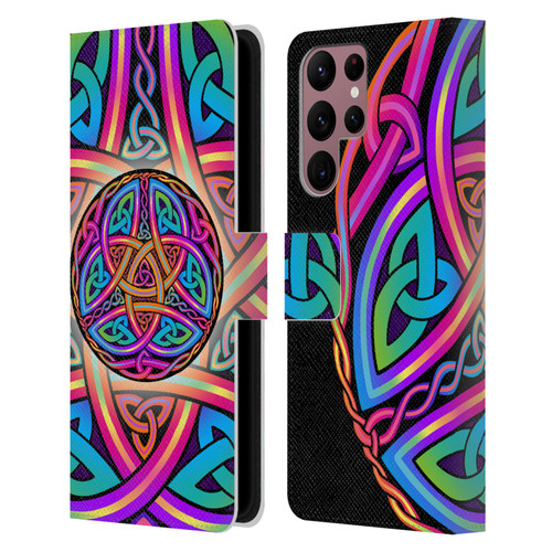 Beth Wilson Rainbow Celtic Knots Divine Leather Book Wallet Case Cover For Samsung Galaxy S22 Ultra 5G