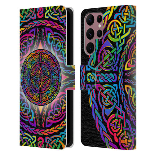 Beth Wilson Rainbow Celtic Knots Shield Leather Book Wallet Case Cover For Samsung Galaxy S22 Ultra 5G