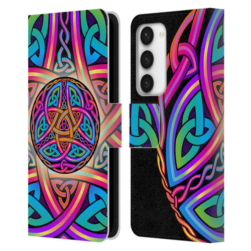 Beth Wilson Rainbow Celtic Knots Divine Leather Book Wallet Case Cover For Samsung Galaxy S23 5G