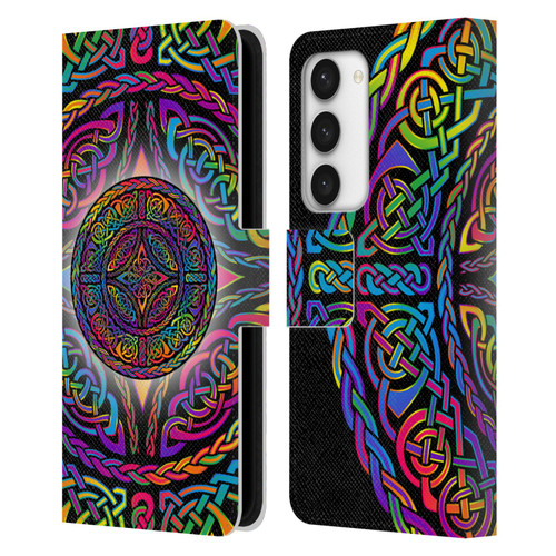 Beth Wilson Rainbow Celtic Knots Shield Leather Book Wallet Case Cover For Samsung Galaxy S23 5G