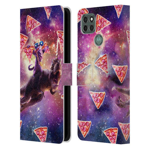 Random Galaxy Space Pizza Ride Thug Cat & Dinosaur Unicorn Leather Book Wallet Case Cover For Motorola Moto G9 Power