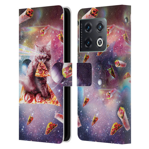 Random Galaxy Space Pizza Ride Outer Space Lazer Cat Leather Book Wallet Case Cover For OnePlus 10 Pro